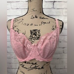 Panache Envy Bra USA Sz 34E Balconette Underwire Stretch Lace Side‎ Support Pink